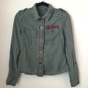 Aeropostale Army Green Button Down Jacket/shirt